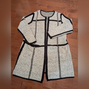 Suzy Shier Cardigan, size XL, black and white